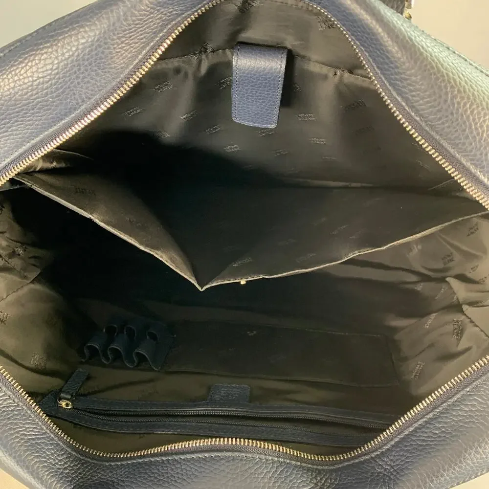 MONT BLANC Navy Pebble Grain Leather Briefcase